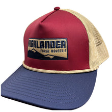 Load image into Gallery viewer, Navy and Red Forge Mountain Trucker Hat
