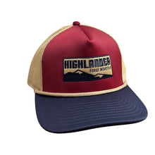Load image into Gallery viewer, Navy and Red Forge Mountain Trucker Hat
