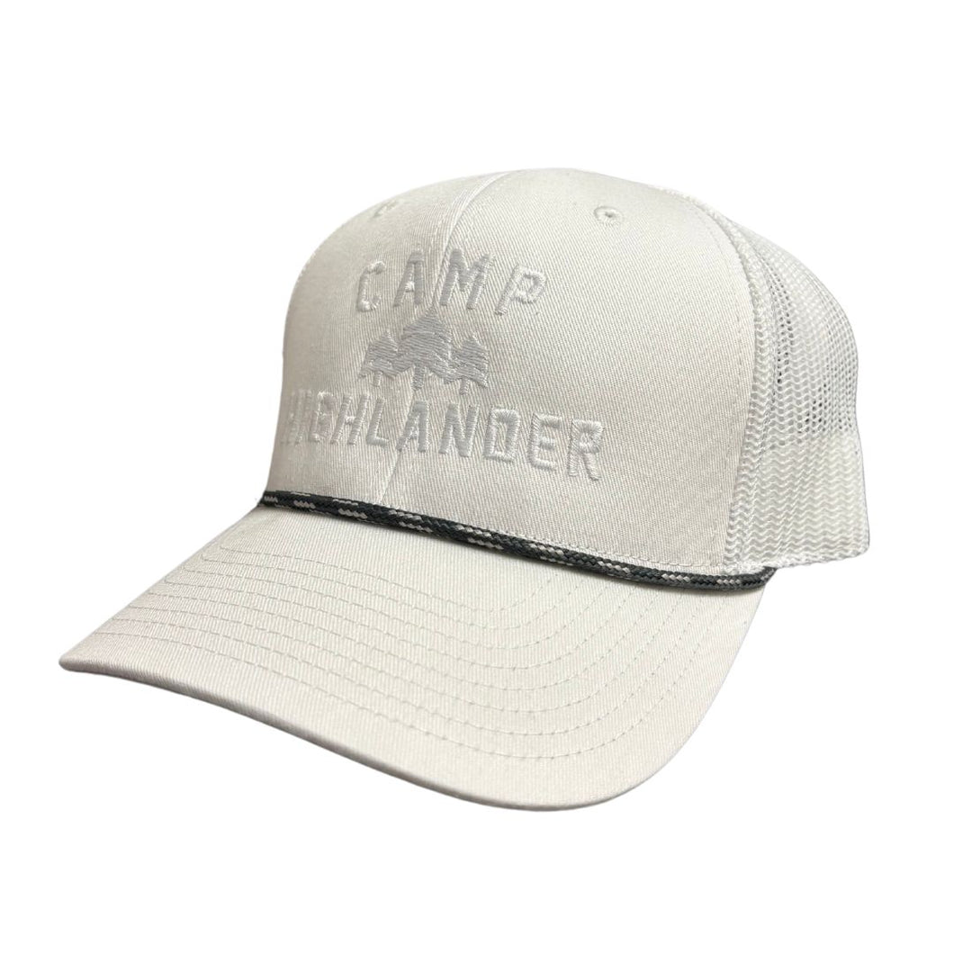 White Rope Embroidered Camp Highlander Hat