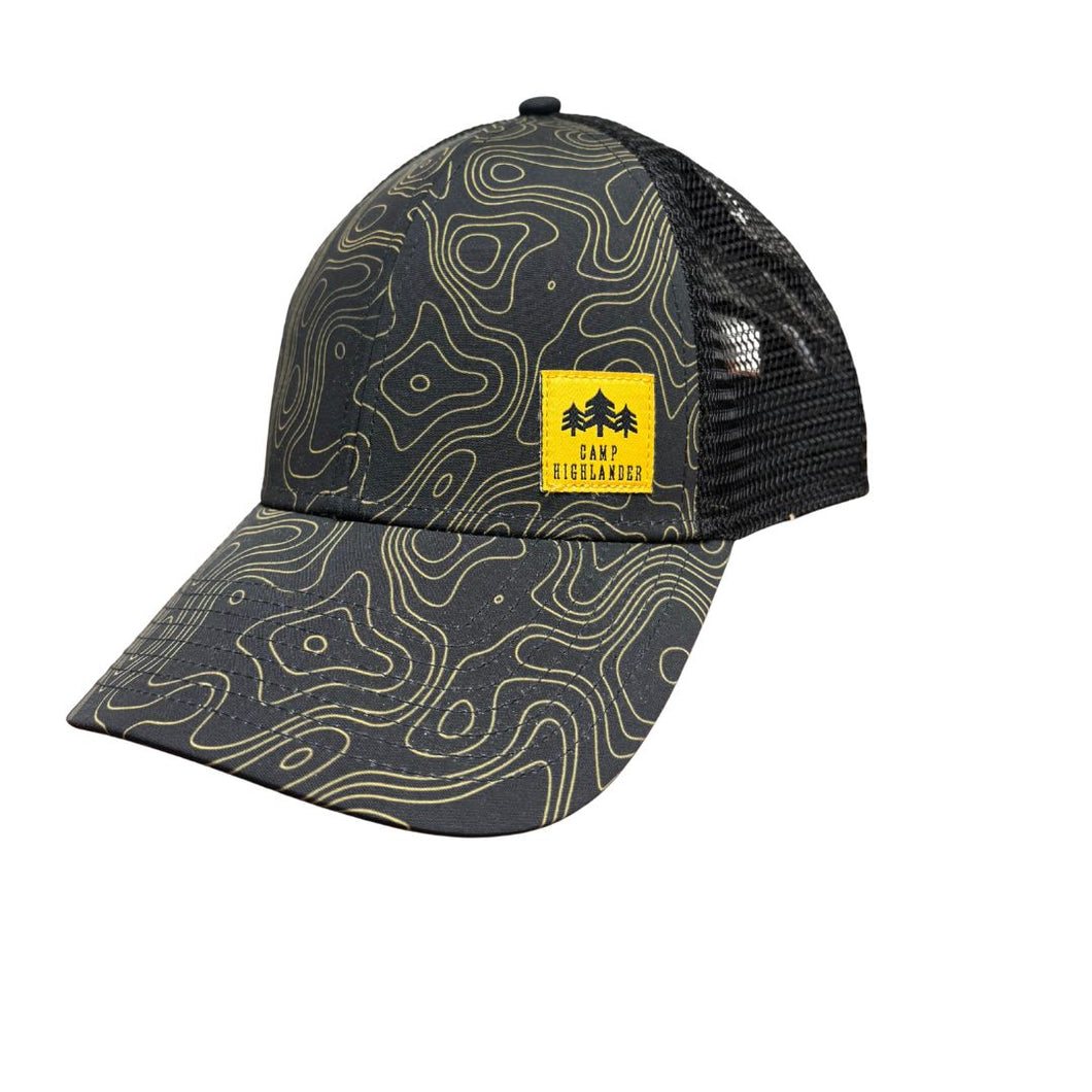 Black and Gold Topographic Trucker Hat