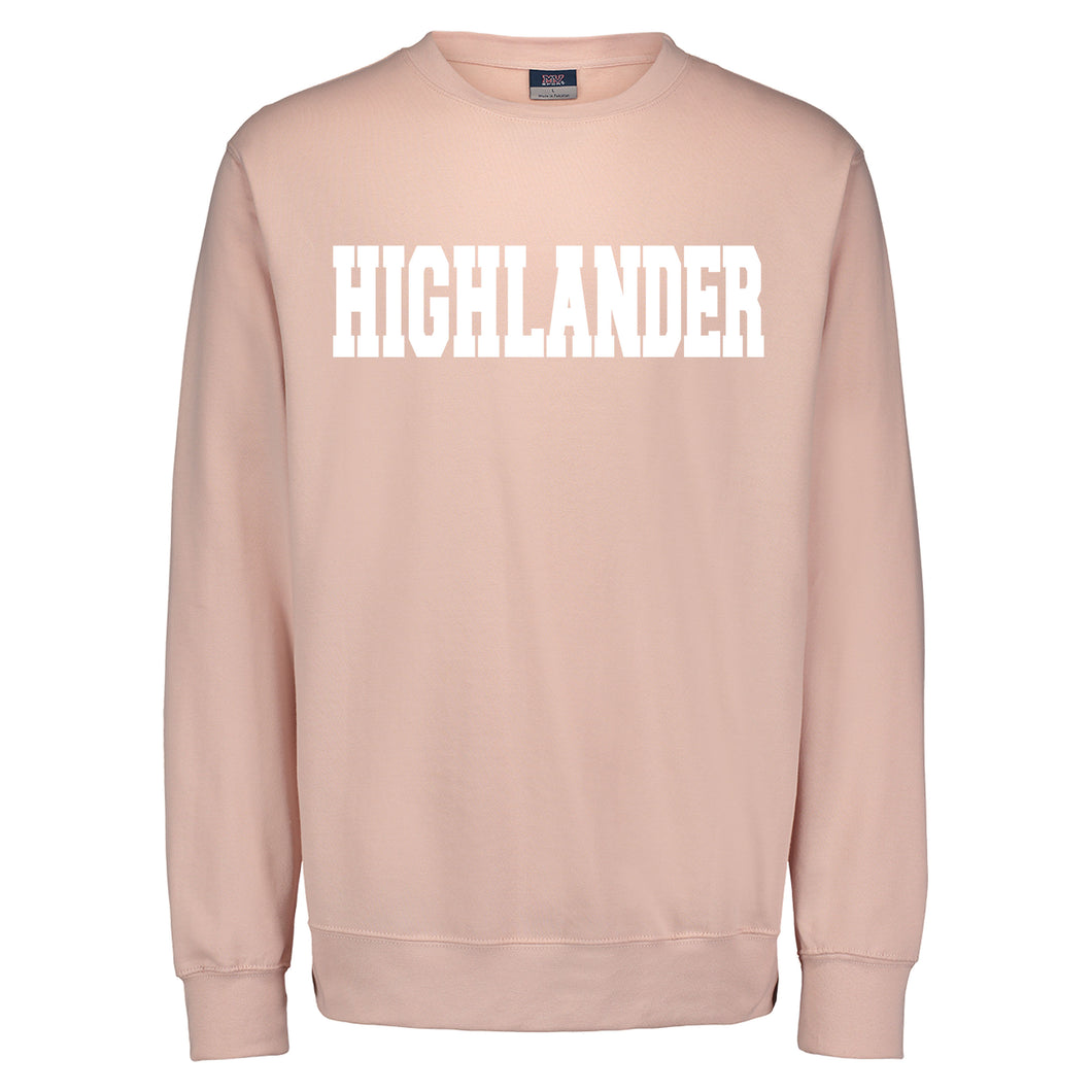 Classic Stitch Felt Highlander Crewneck Cameo Pink with White Felt