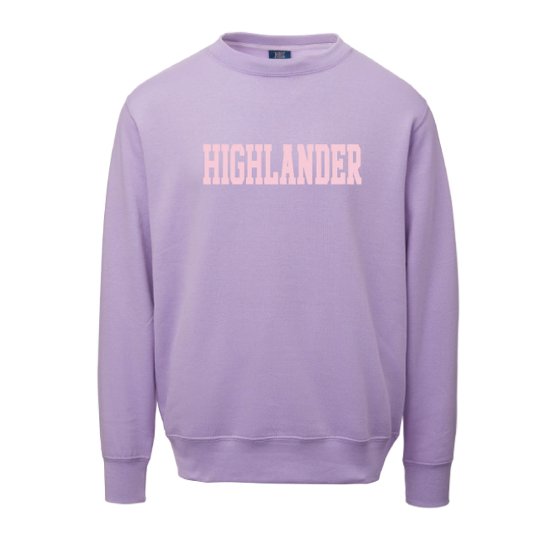 Light Purple with Pink Highlander Adult Crewneck